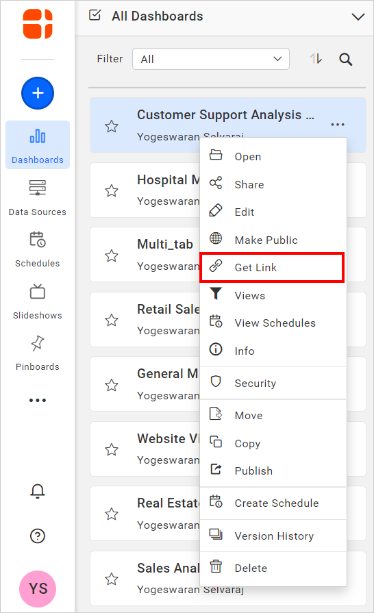 Show context menu items