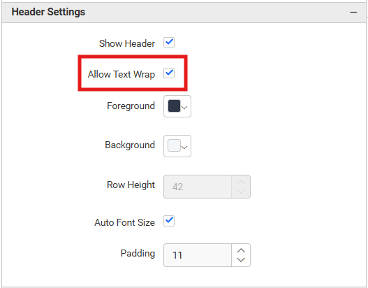 Grid Header Allow Text Wrap Option