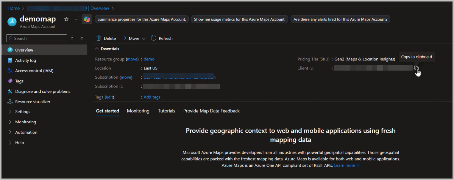 Azure Maps Account