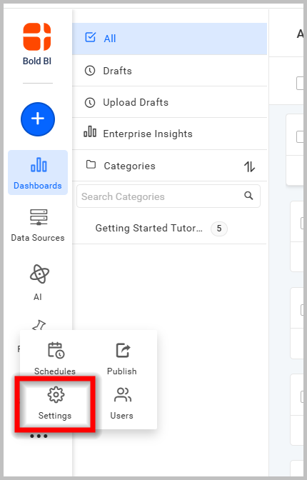 Dashboard Settings Page