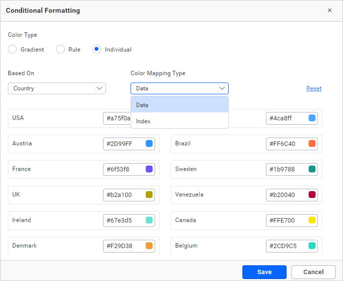 Color Mapping Type option