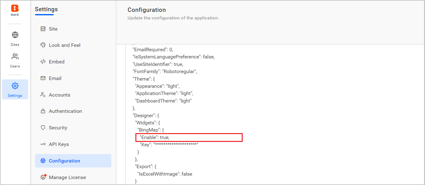 Bing Map Configuration