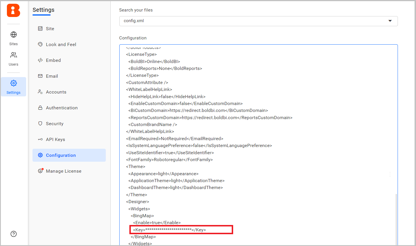 Bing Map Configuration