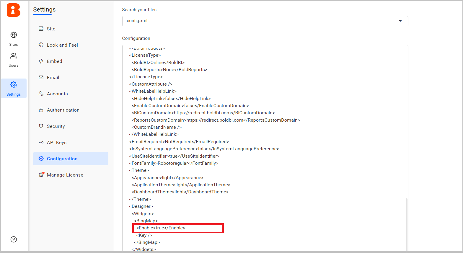 Bing Map Configuration
