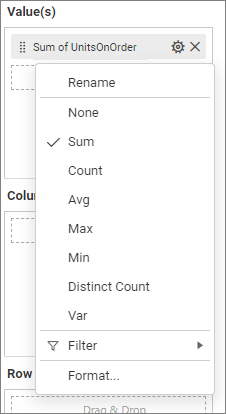 Numeric field settings menu
