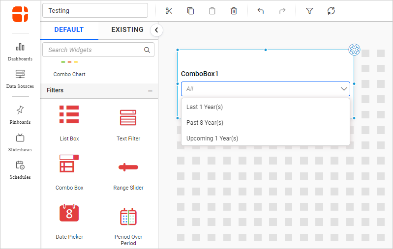 showing relative date options in combobox