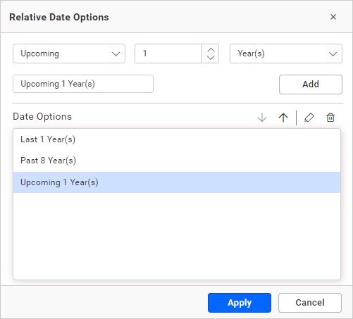 relative dates added in window