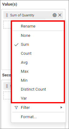 Combo-chart Menu Settings