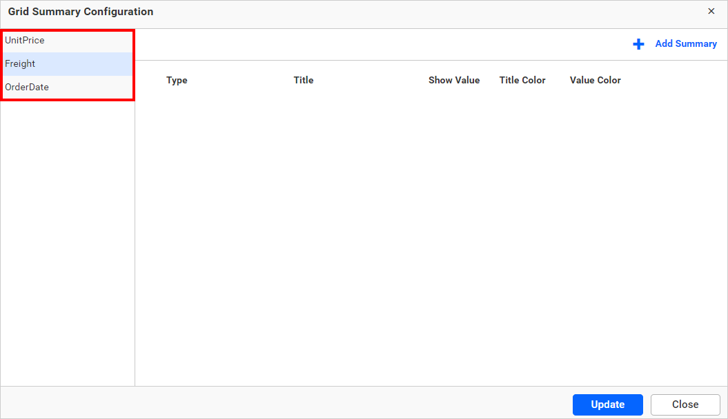 Summary Row Customize