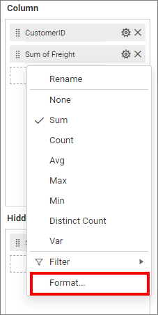 Measure format option