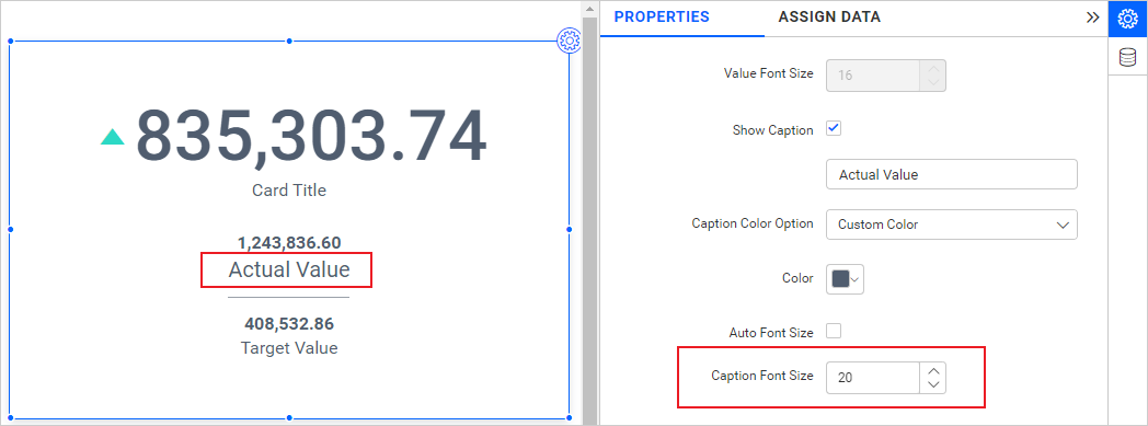 Left caption Properties