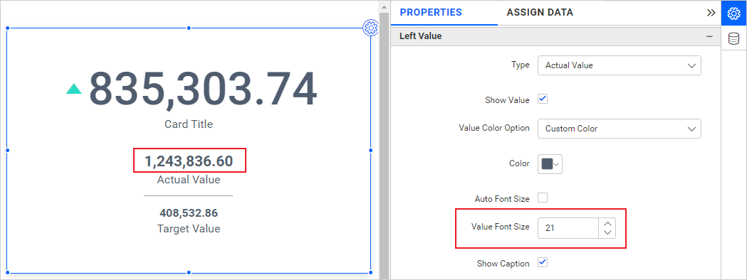 Left Value font size