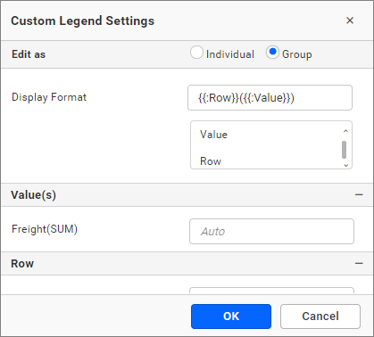 Legend customization For Row