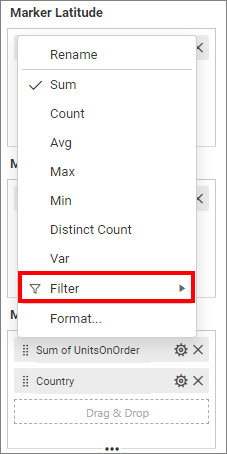 Bubble map Marker tooltip filter