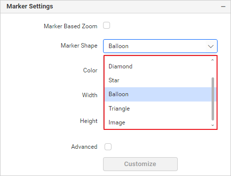 Map Shape Dropdown