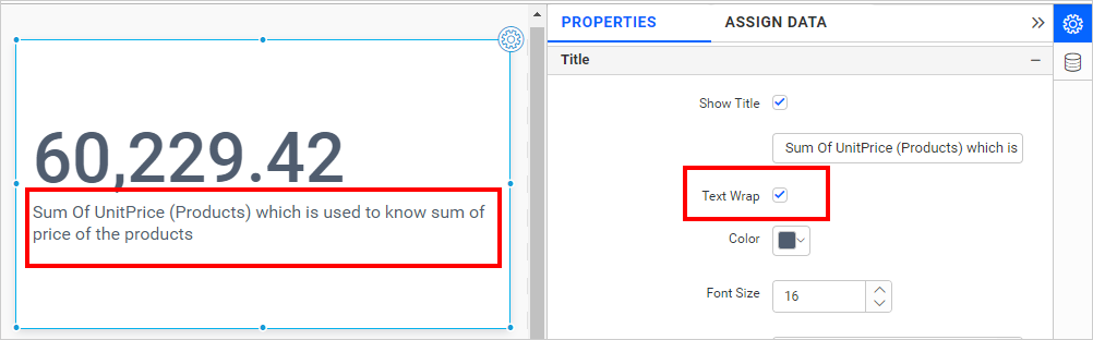 Show Text Wrap title