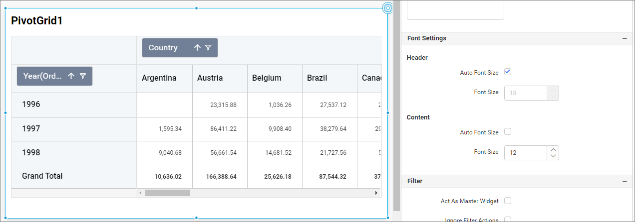 Content Font settings