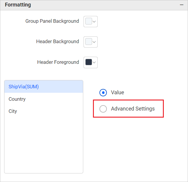 Enable advance settings