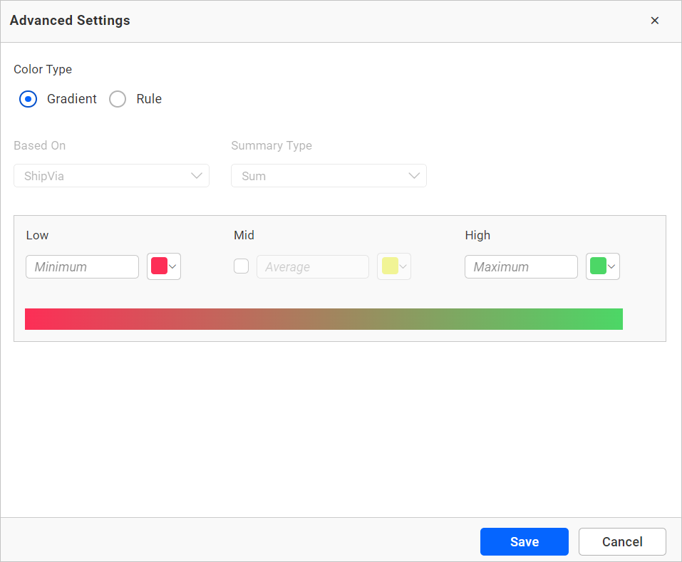 Advanced Settings window
