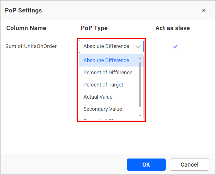 Grid pop settings update for POP type