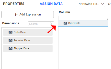 dragging fields to configure data for period over period