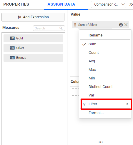 Configuring widget filters