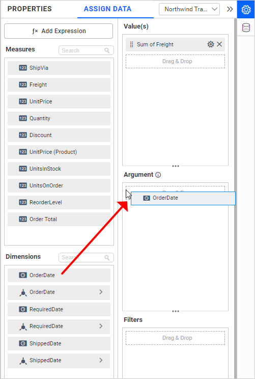 Range Navigator Argument data
