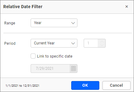 Range Navigator relative date set