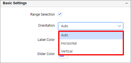 Range Slider Orientation Type