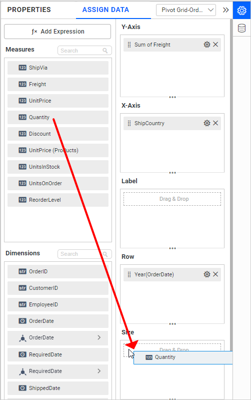 Configure size section