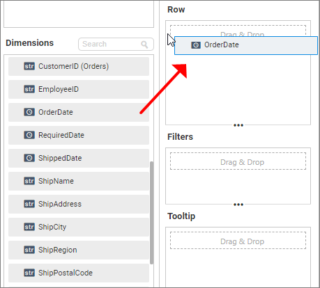 Drag and drop the Dimension