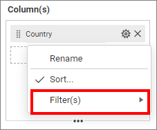 Configuring filter for dimension column