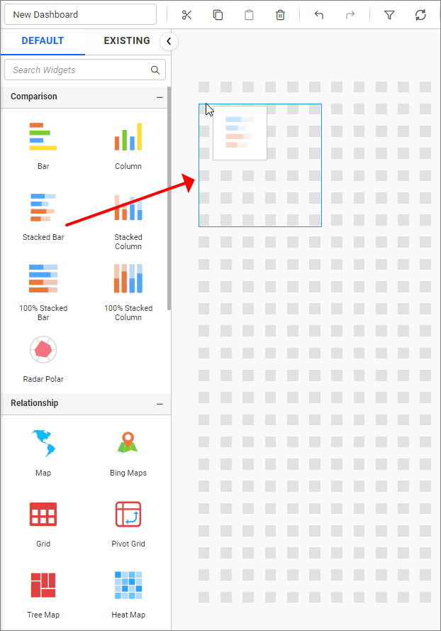 Drag and drop the stacked bar chart