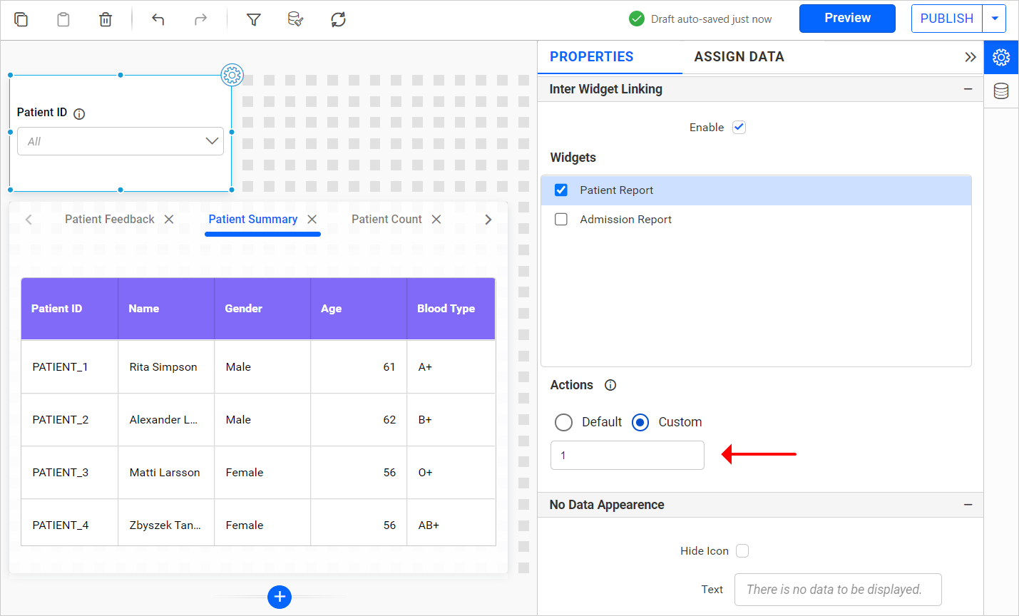 Custom option in Inter widget linking