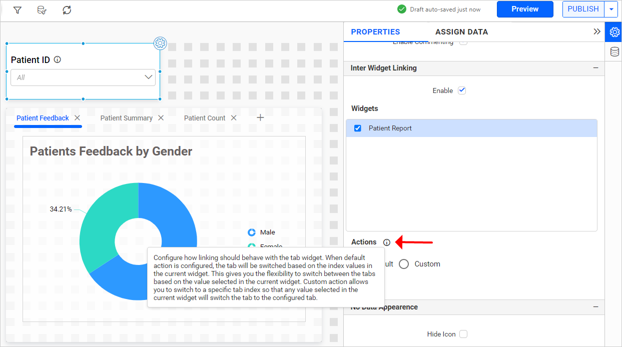 Default option in Inter widget linking