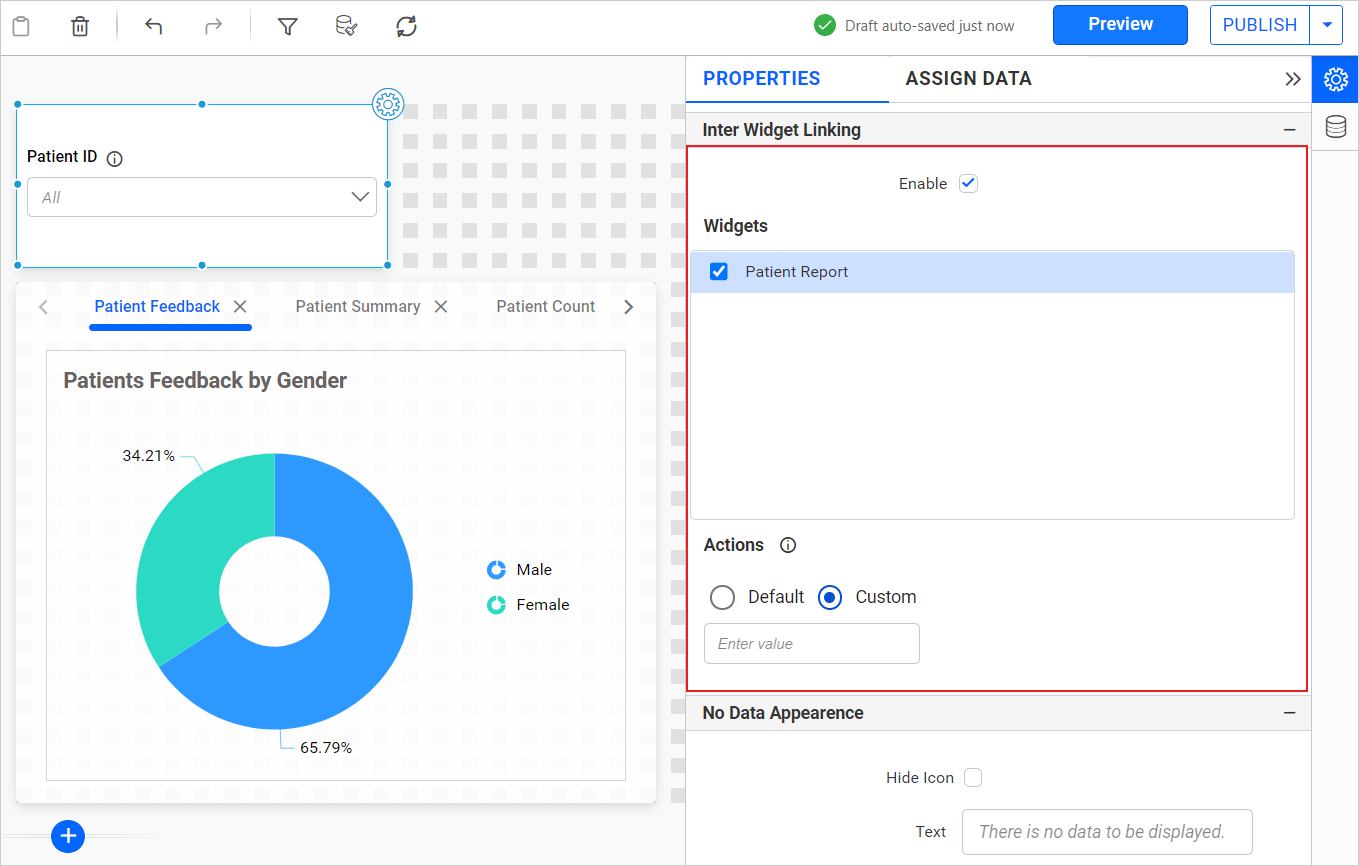 Inter widget linking configuration