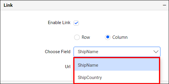 Choose field property