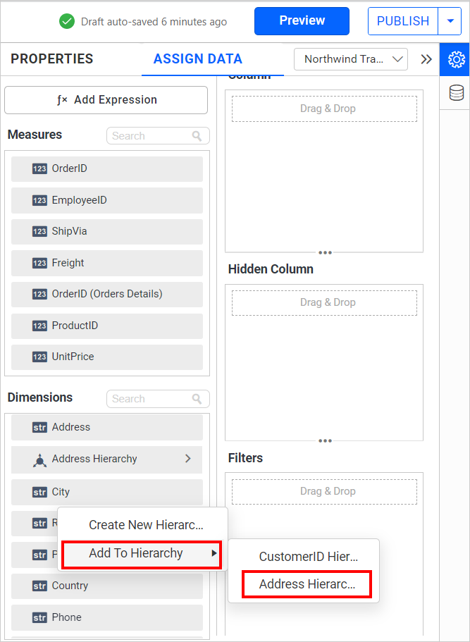 Created Custom Hierarchy