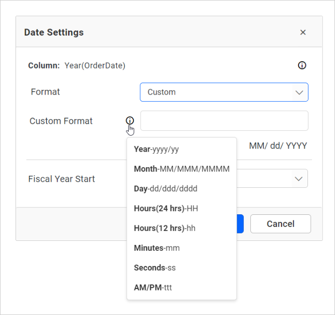 Set Custom for Date Field