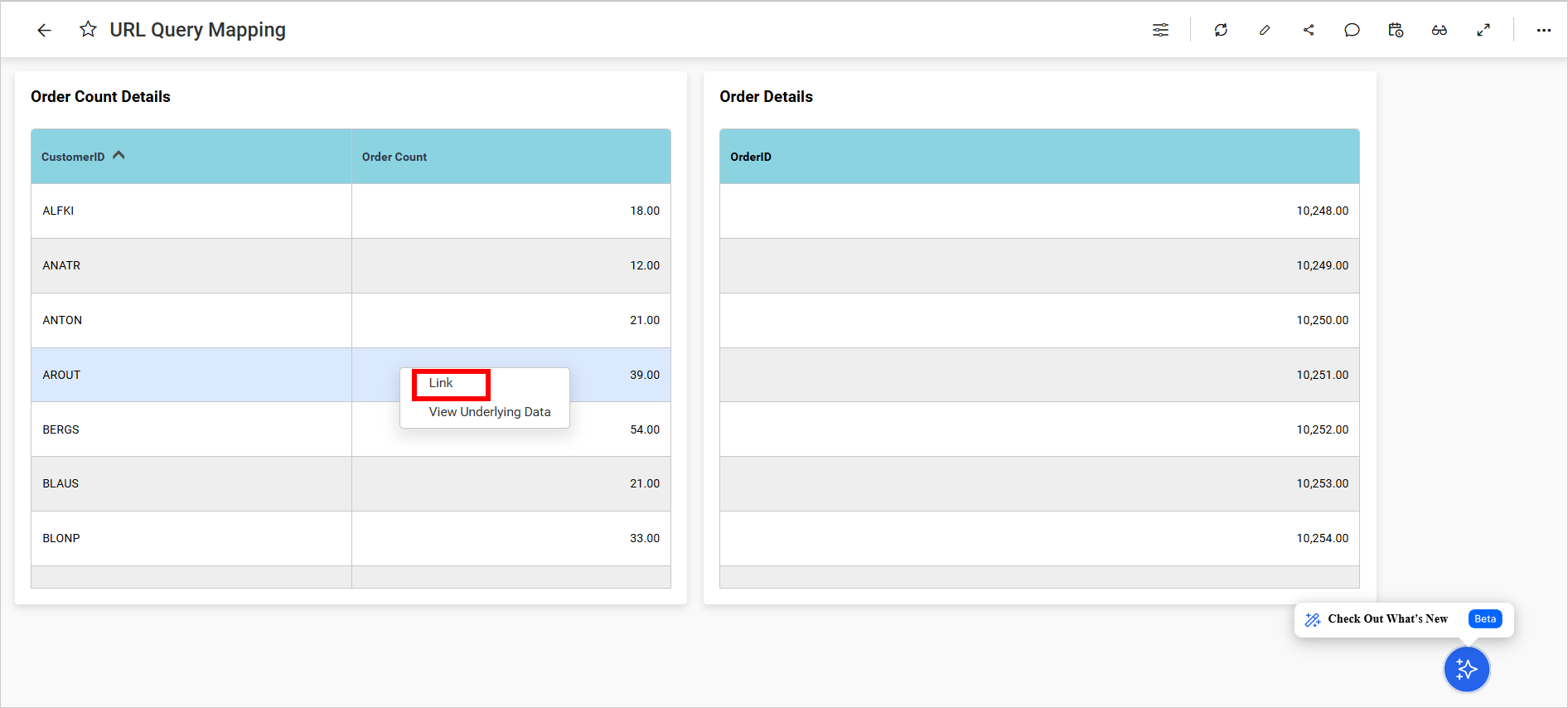 URL Mapping Link option