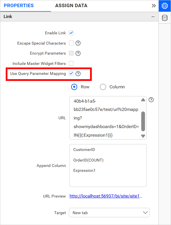 URL Mapping Link property