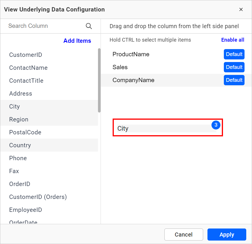 Multi Select Column Lists
