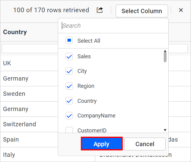 Select specific column in listbox