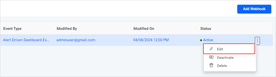 Edit Webhook