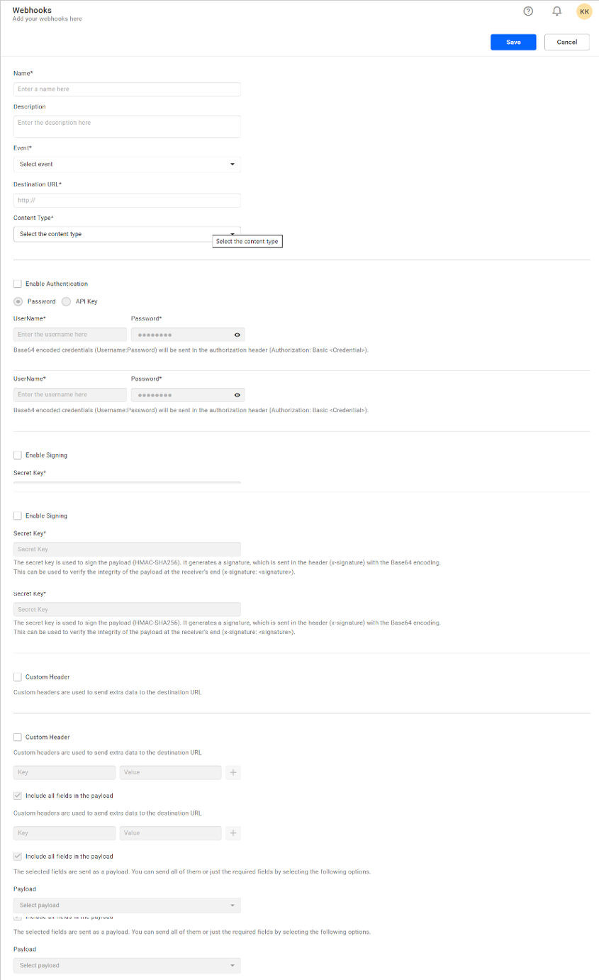 Webhook Details Page