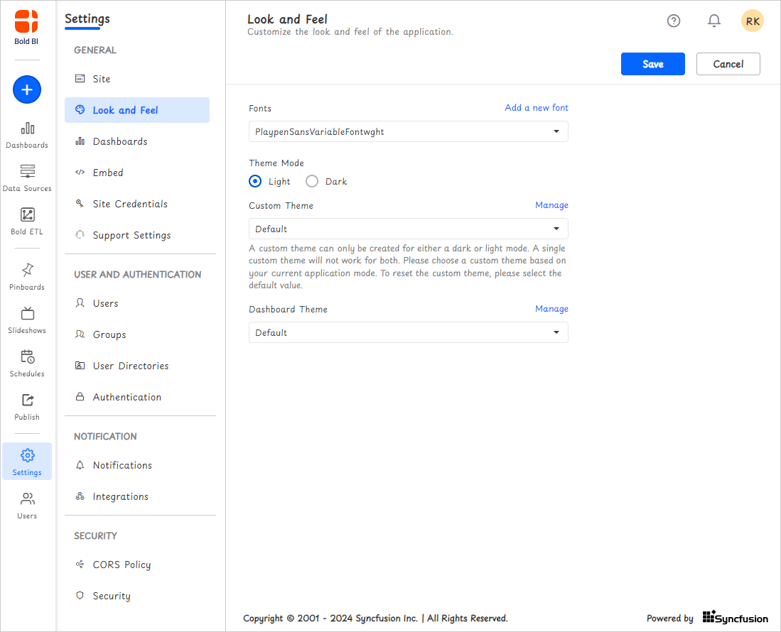 Font Applied Cloud BI