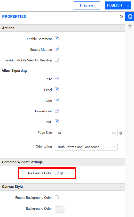Common Widget Settings