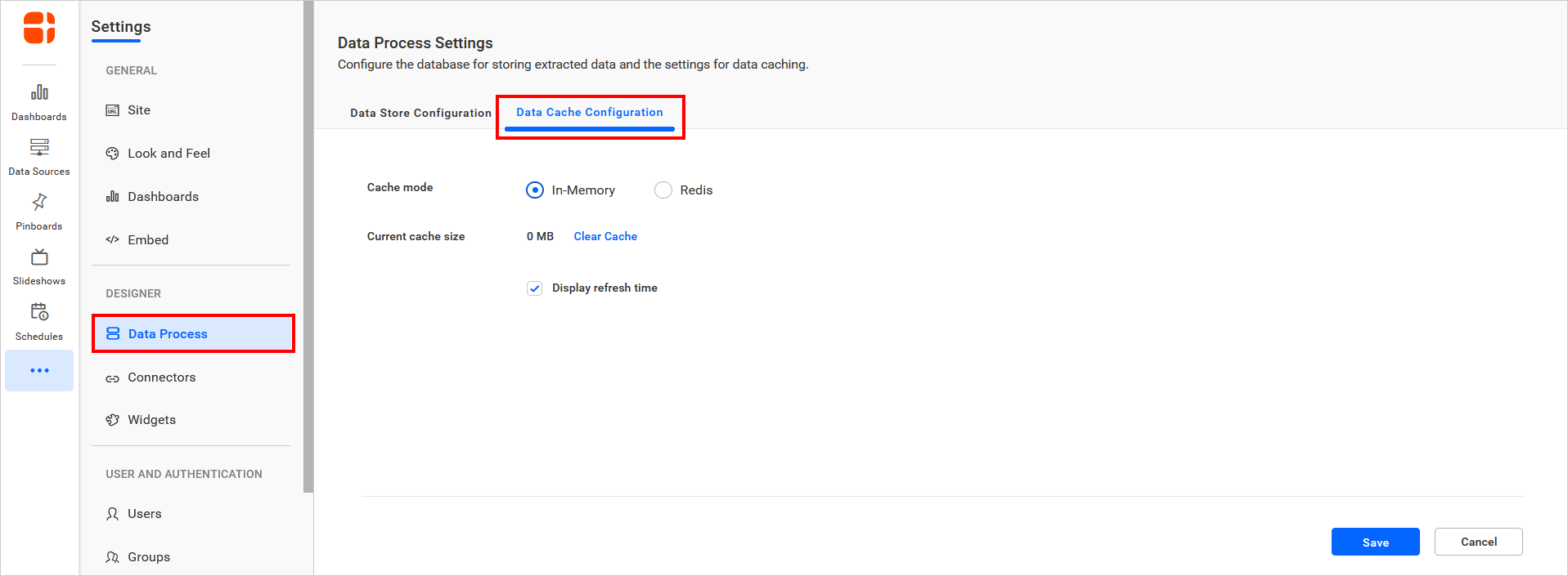 DataCache configuration