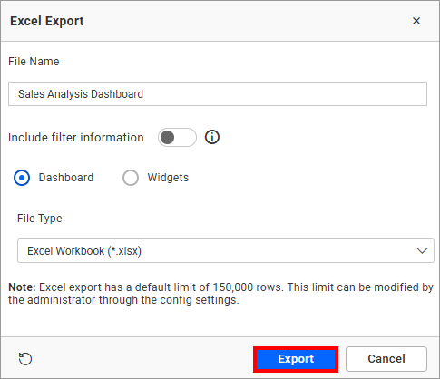 Excel export