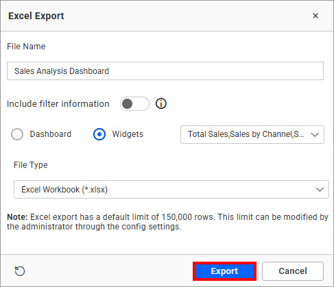 Excel Export Option